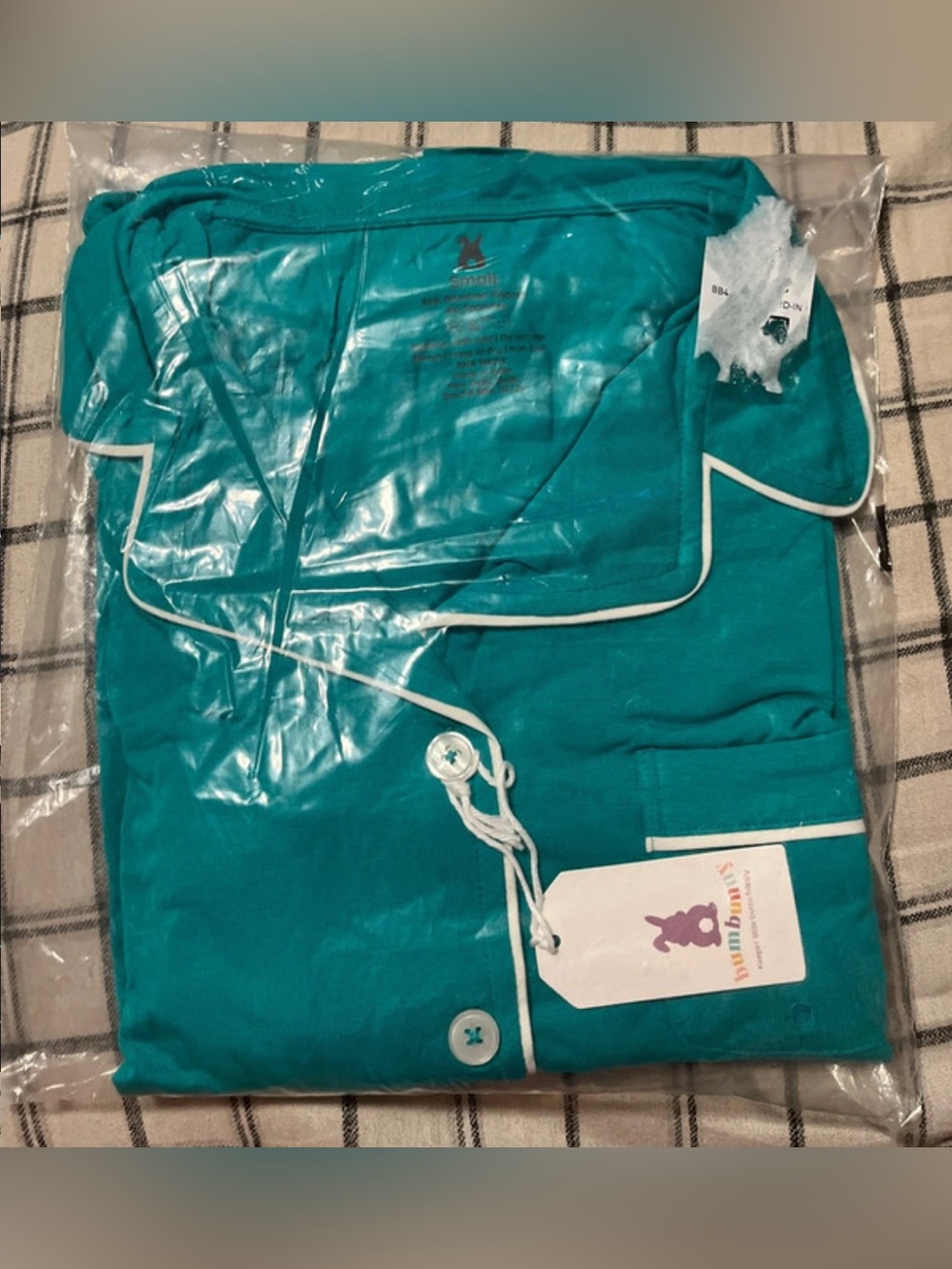 Women's Teal Pajama Set with White Piping